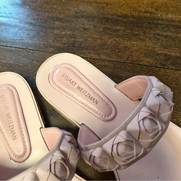 New Stuart Weitzman Rosita Dual Strap Slide Rubber Sandal Pink Flat Size 7.5 - Picture 2 of 10